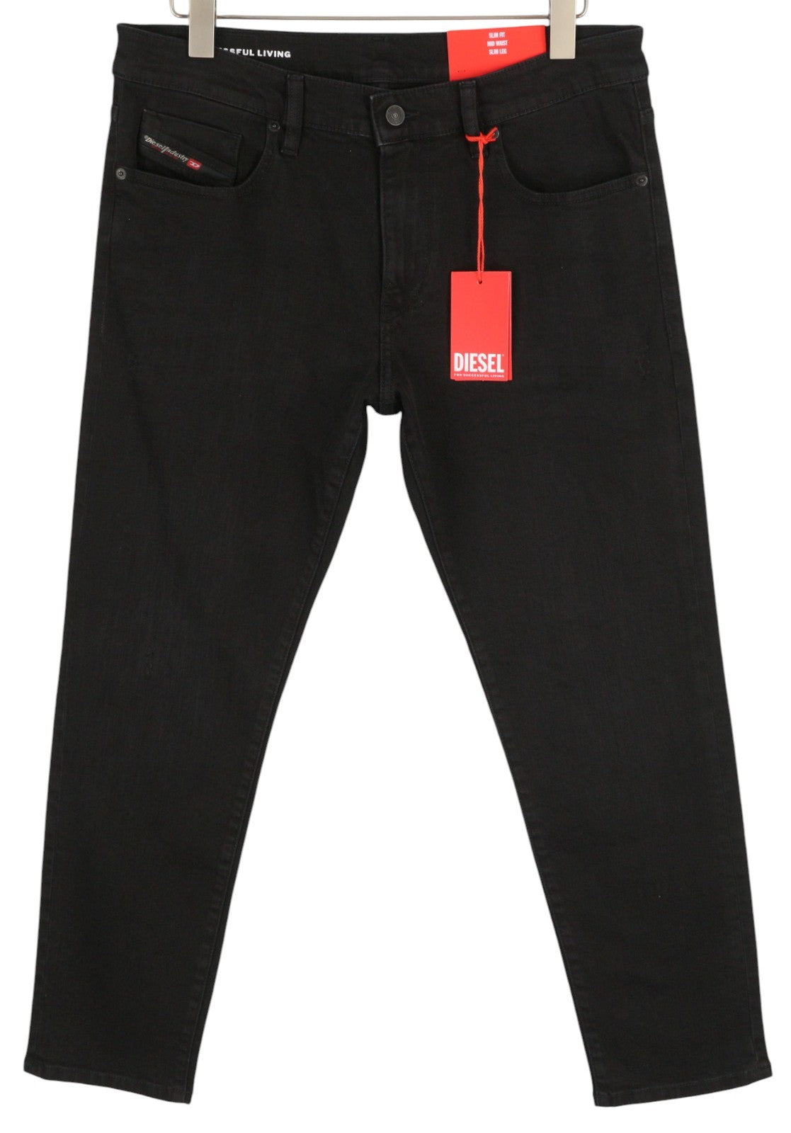 DIESEL 2019 D-Strukt 0TFAS vyriški džinsai W34/L30 tamprūs, ploni, vidutinio juosmens, juodi 