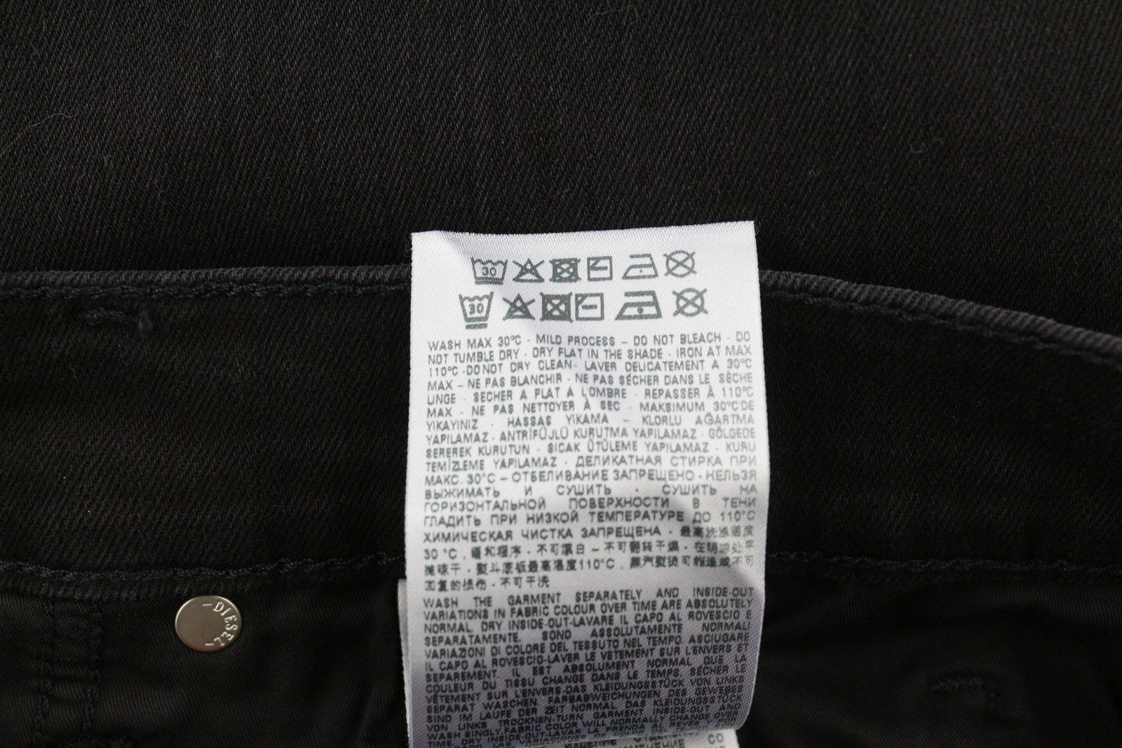 DIESEL 2019 D-Strukt 0TFAS vyriški džinsai W34/L30 tamprūs, ploni, vidutinio juosmens, juodi 