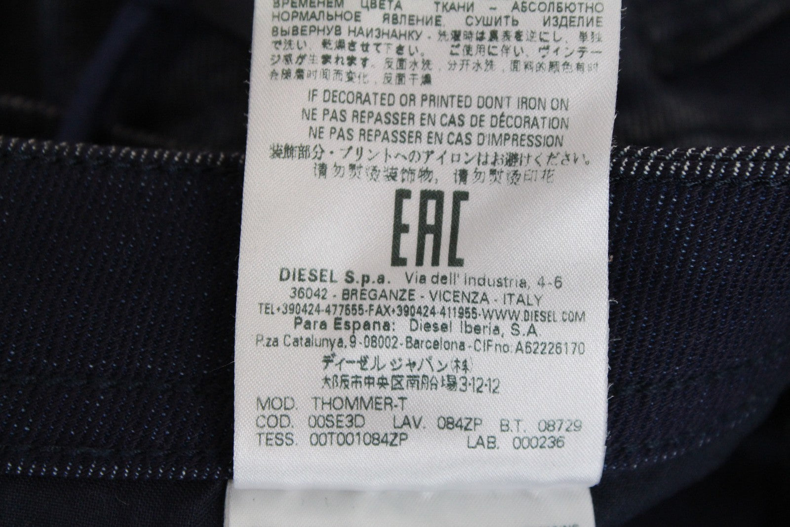 DIESEL Thommer-T 084ZP vyriški džinsai W27 Sweat Jogg Slim Blue Stretch Washed 