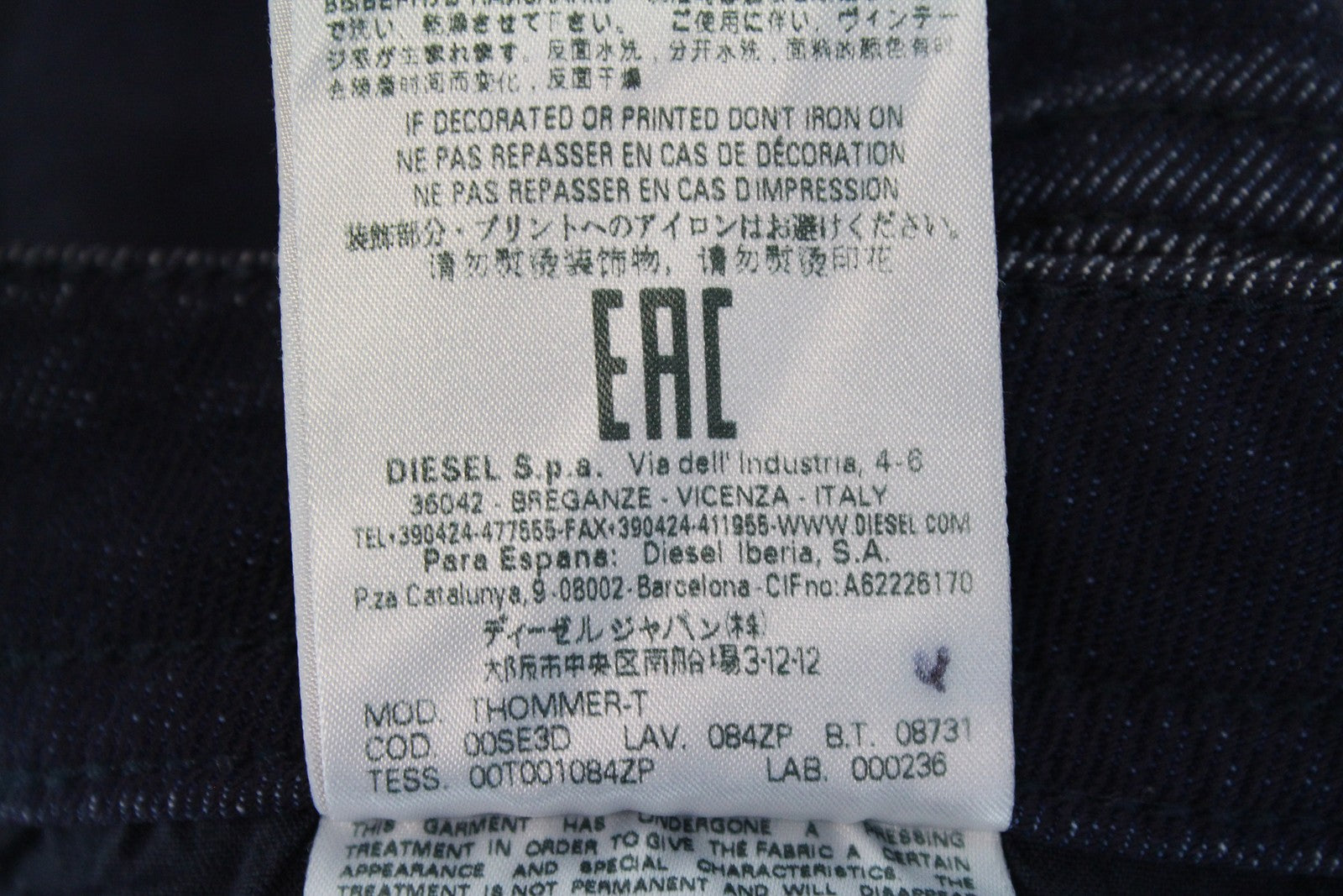 DIESEL Thommer-T 084ZP vyriški džinsai W29 Sweat Jogg Blue Slim Stretch Washed 