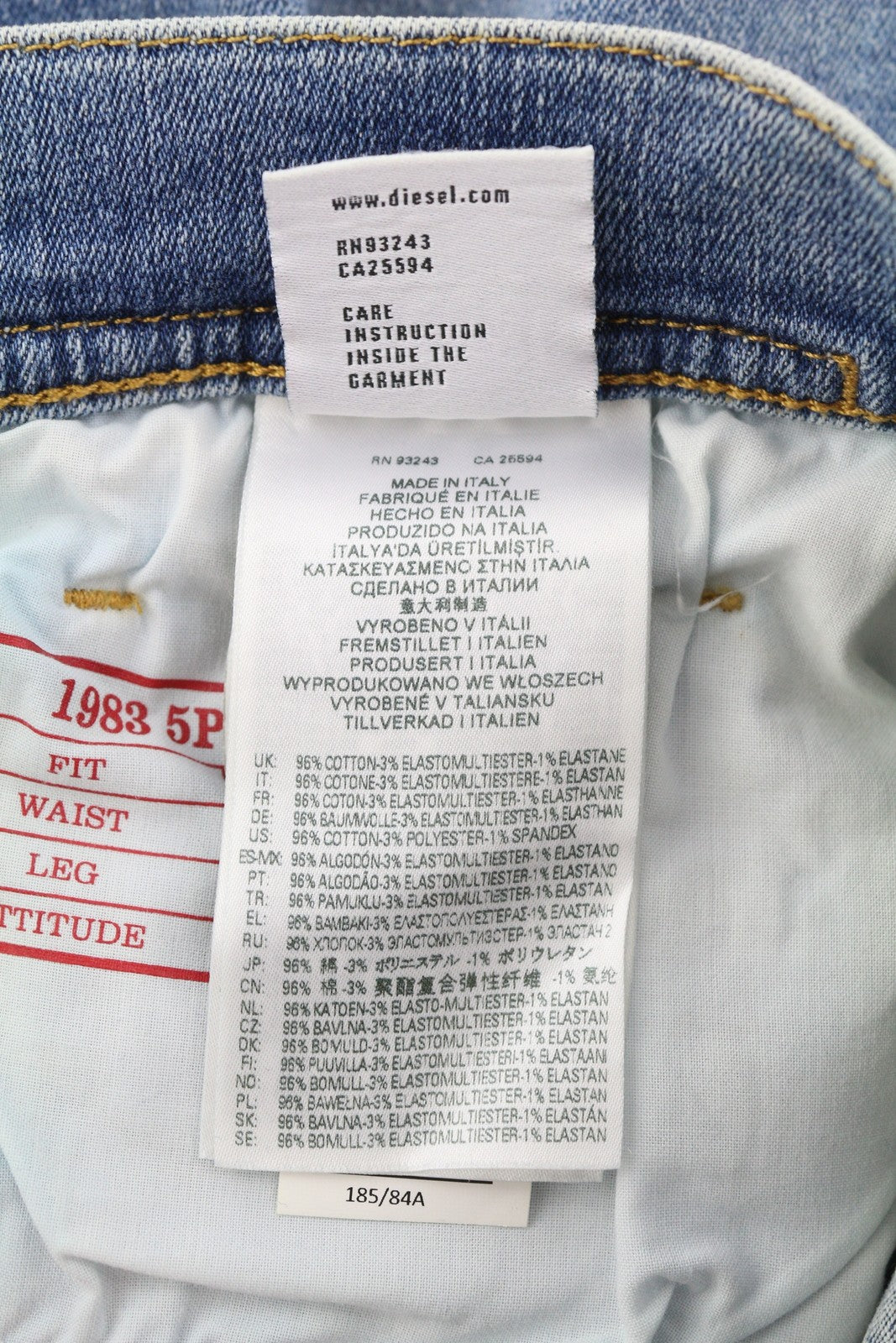 DIESEL 1983 D-AMNY 09C01 vyriški džinsai W32/L32 aukštu juosmeniu, aptempti, mėlyni, RRP195 