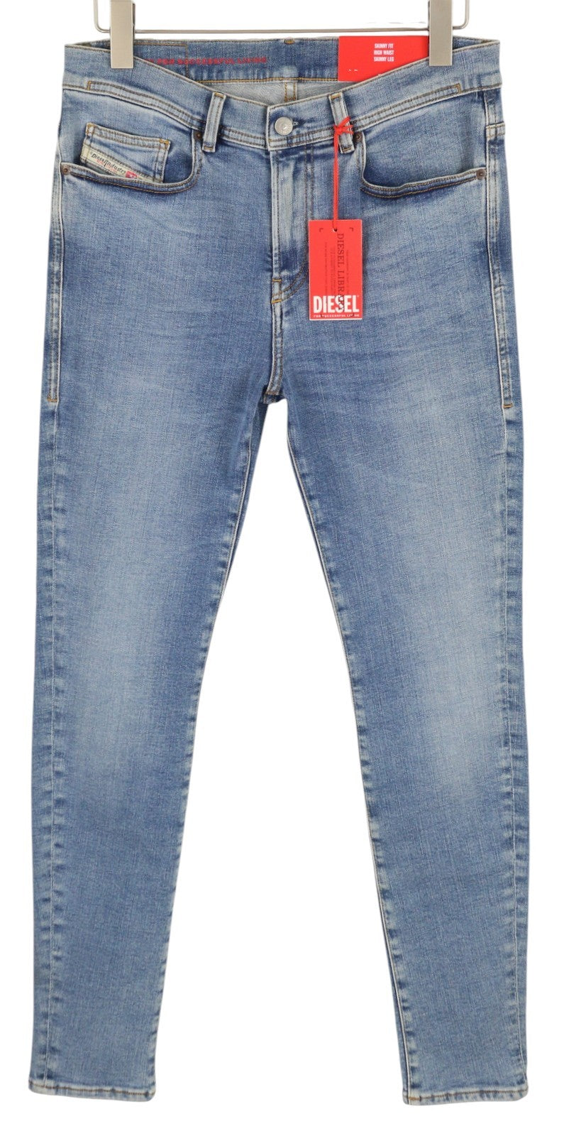 DIESEL 1983 D-AMNY 09C01 vyriški džinsai W32/L32 aukštu juosmeniu, aptempti, mėlyni, RRP195 