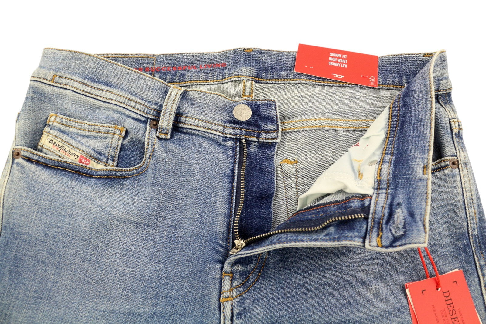 DIESEL 1983 D-AMNY 09C01 vyriški džinsai W32/L32 aukštu juosmeniu, aptempti, mėlyni, RRP195 