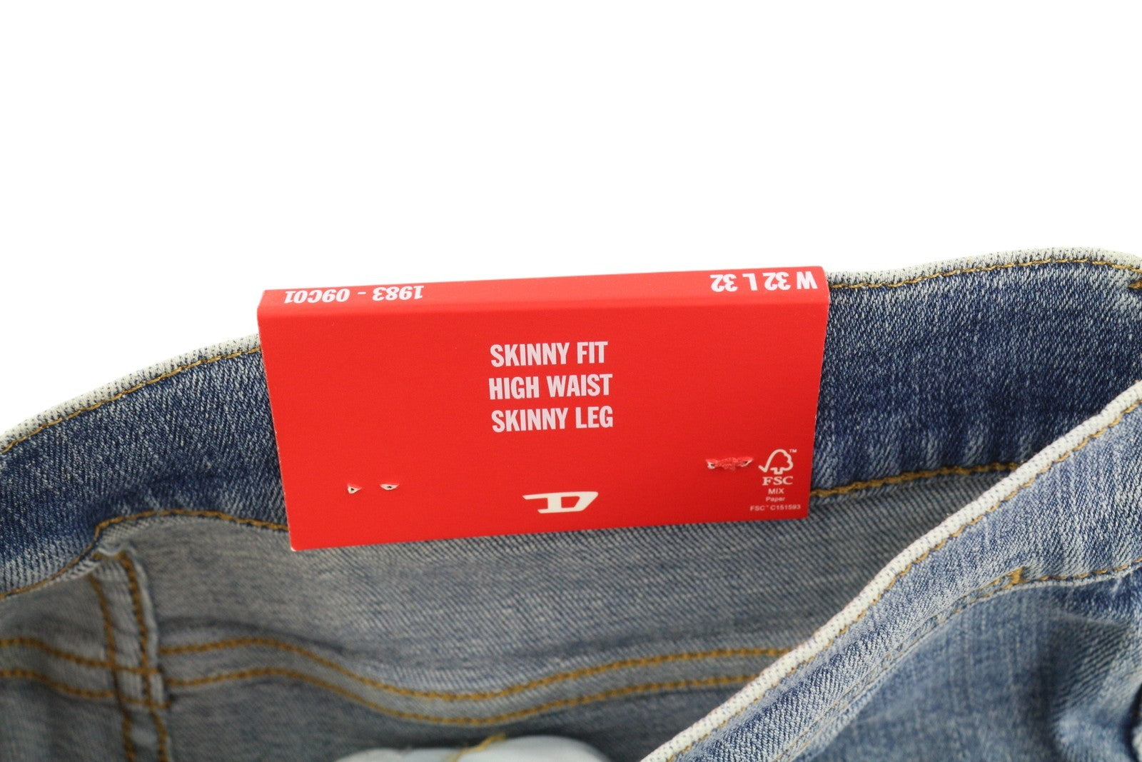 DIESEL 1983 D-AMNY 09C01 vyriški džinsai W32/L32 aukštu juosmeniu, aptempti, mėlyni, RRP195 