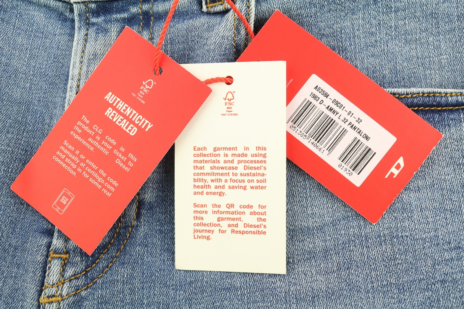 DIESEL 1983 D-AMNY 09C01 vyriški džinsai W32/L32 aukštu juosmeniu, aptempti, mėlyni, RRP195 