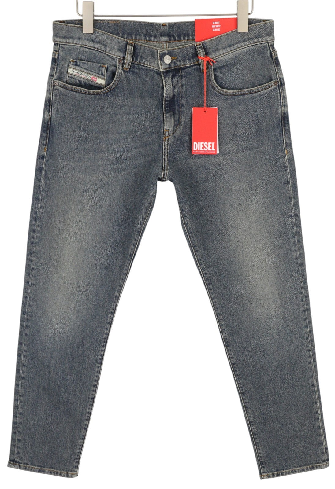 DIESEL 2019 D-Strukt 09F74 vyriški džinsai W34/L30, skalbto džinso mėlynumo, plonas užtrauktukas, rekomenduojama kaina – 175 € 