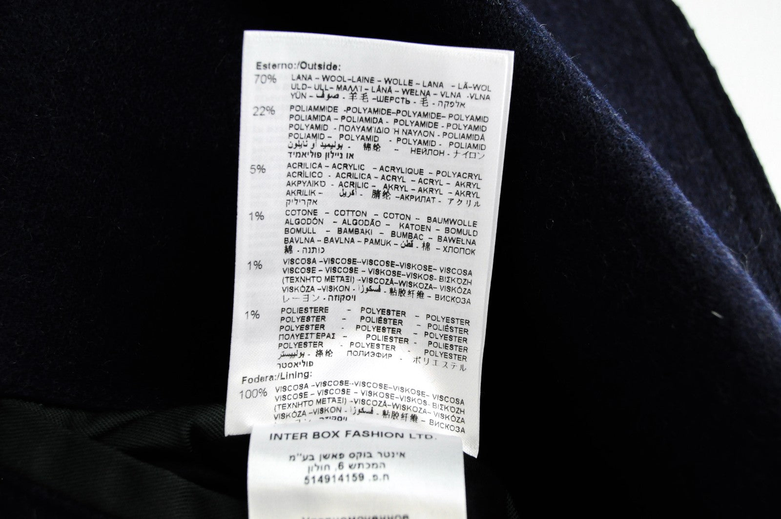 REPLAY vyriškas tamsiai mėlynas paltas, 48 ​​cm, vilnos ir medvilnės mišinio dvieilis paltas su smailia apykakle ir snapeliu, rekomenduojama kaina – 499 € 