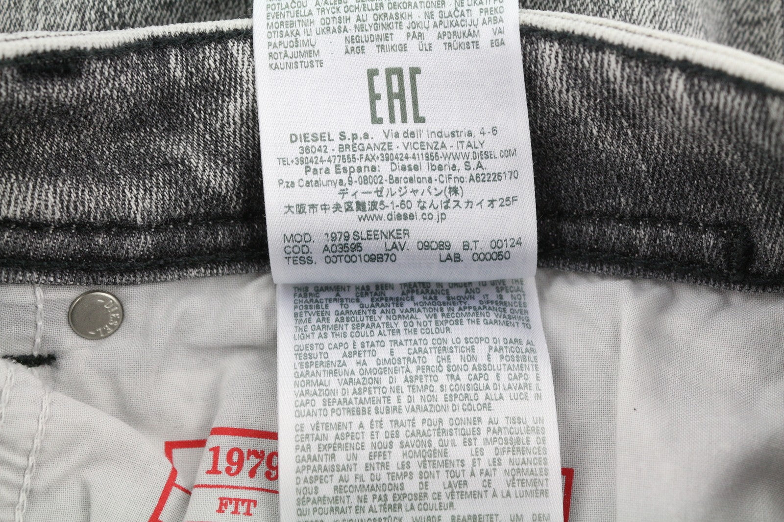 DIESEL 1979 Sleenker 09D89 Mens Jeans W32/L30 Stretchy Skinny Leg Grey RRP€195