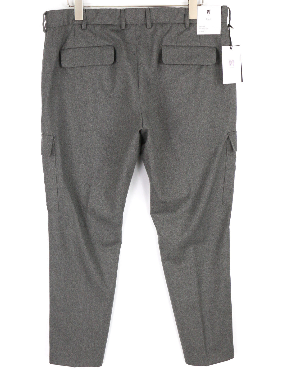 PT TORINO Lamda vyriškos kelnės 54 W37 fliso ir vilnos mišinio su užtrauktuku siaurėjančio kirpimo melanžo spalvos 