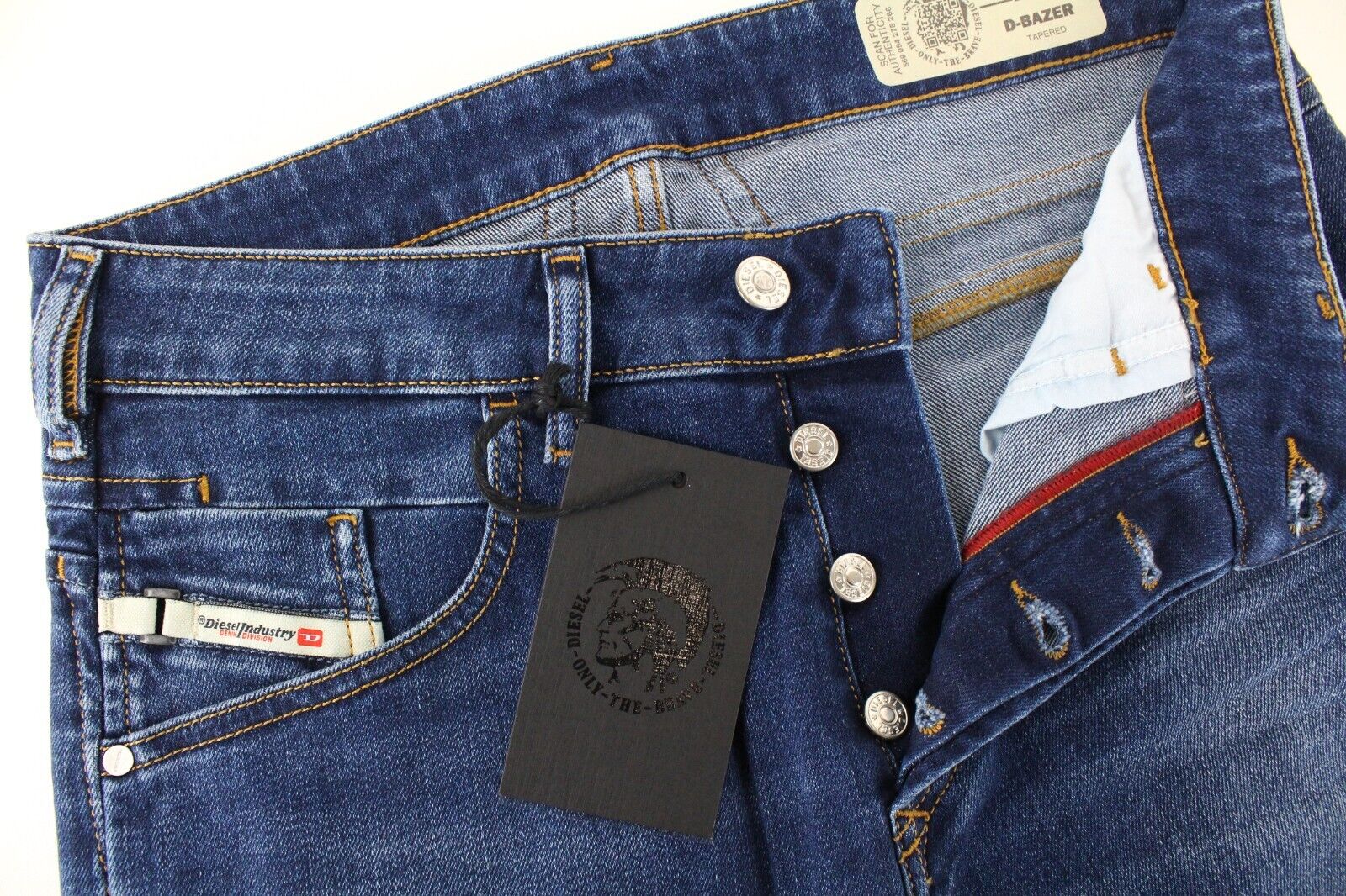 DIESEL D-Bazer 083AZ vyriški džinsai W28/L32 mėlyni siaurėjantys medvilniniai tamprūs džinsai skalbimui 