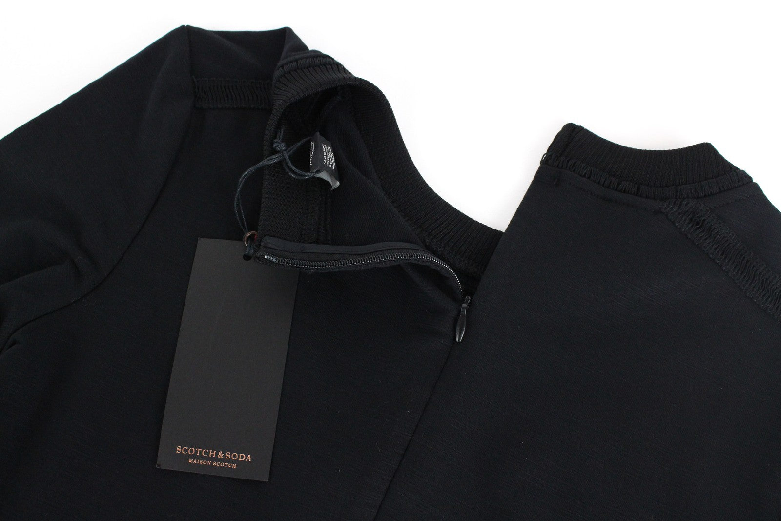 MAISON SCOTCH moteriška juoda tampri suknelė XS, medvilnės mišinio ilgomis rankovėmis, trumpa 