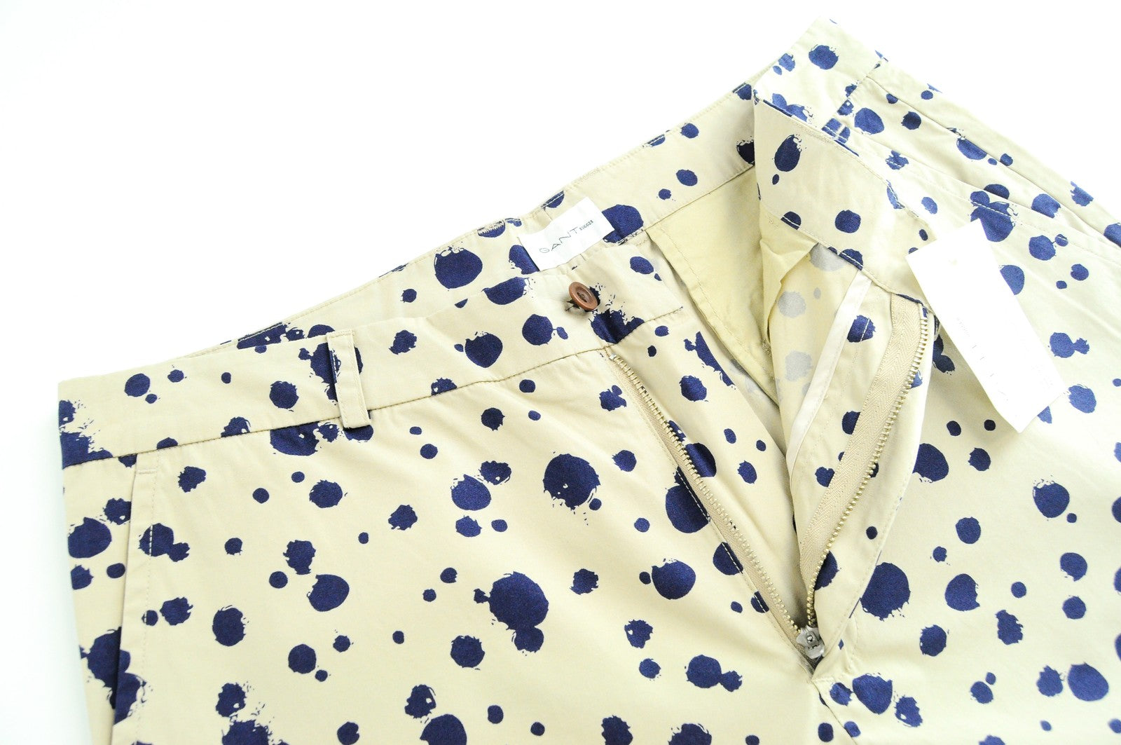 GANT vyriški rudi medvilniniai šortai su 48 taškų raštu, laisvalaikio stiliaus, su plyšiais ir lengvučiais šortais 