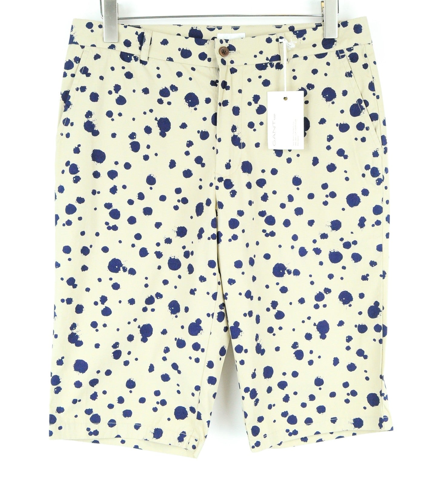 GANT vyriški rudi medvilniniai šortai su 48 taškų raštu, laisvalaikio stiliaus, su plyšiais ir lengvučiais šortais 