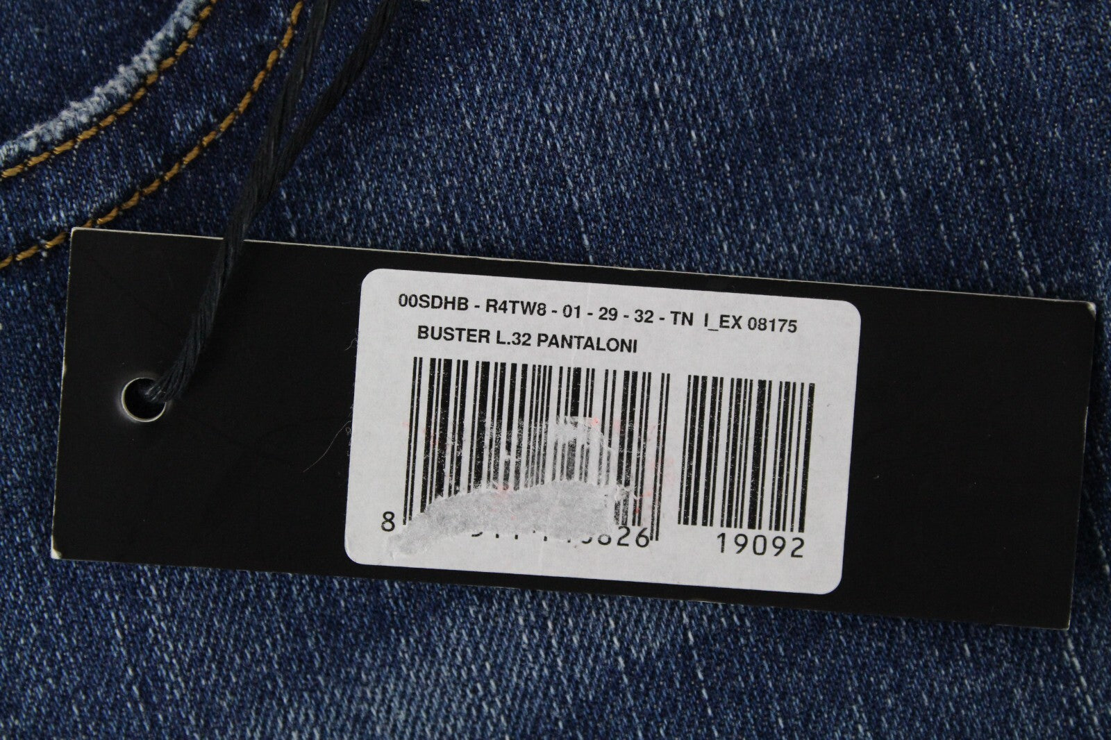 DIESEL Buster R4TW8 vyriški džinsai W29/L32 Slim Tapered mėlyni, tamprūs, plėšyti medvilniniai džinsai 