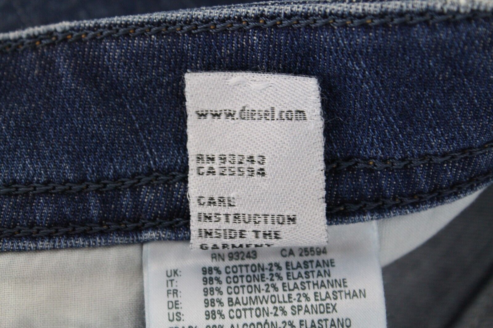 DIESEL Buster R4TW8 vyriški džinsai W29/L32 Slim Tapered mėlyni, tamprūs, plėšyti medvilniniai džinsai 