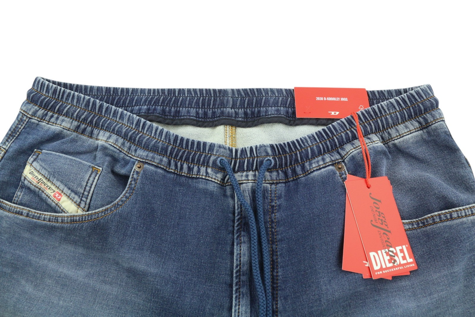 DIESEL 2030 D-Krooley Jogg 068HY vyriški džinsai W40 su raišteliu juosmeniu, mėlyni, RRP295