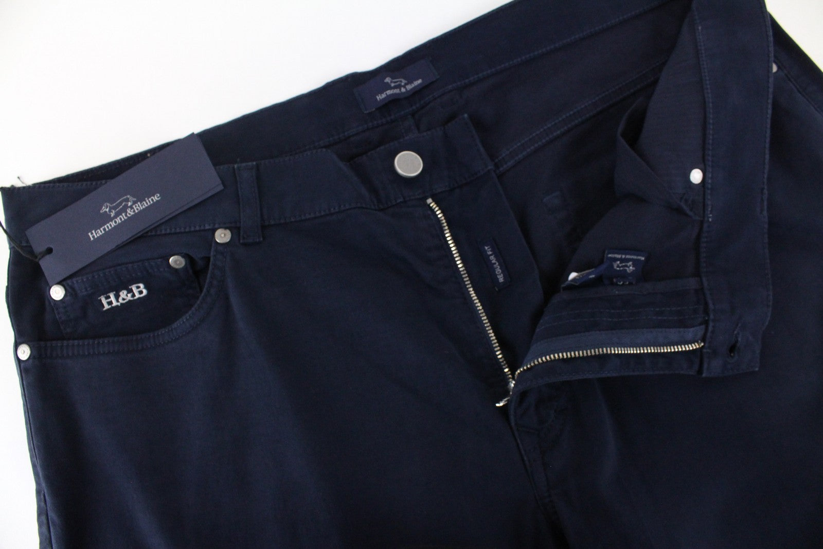 HARMONT & BLAINE Mens Cotton Trousers 56 Dark Blue Stretch 5-Pocket Straight