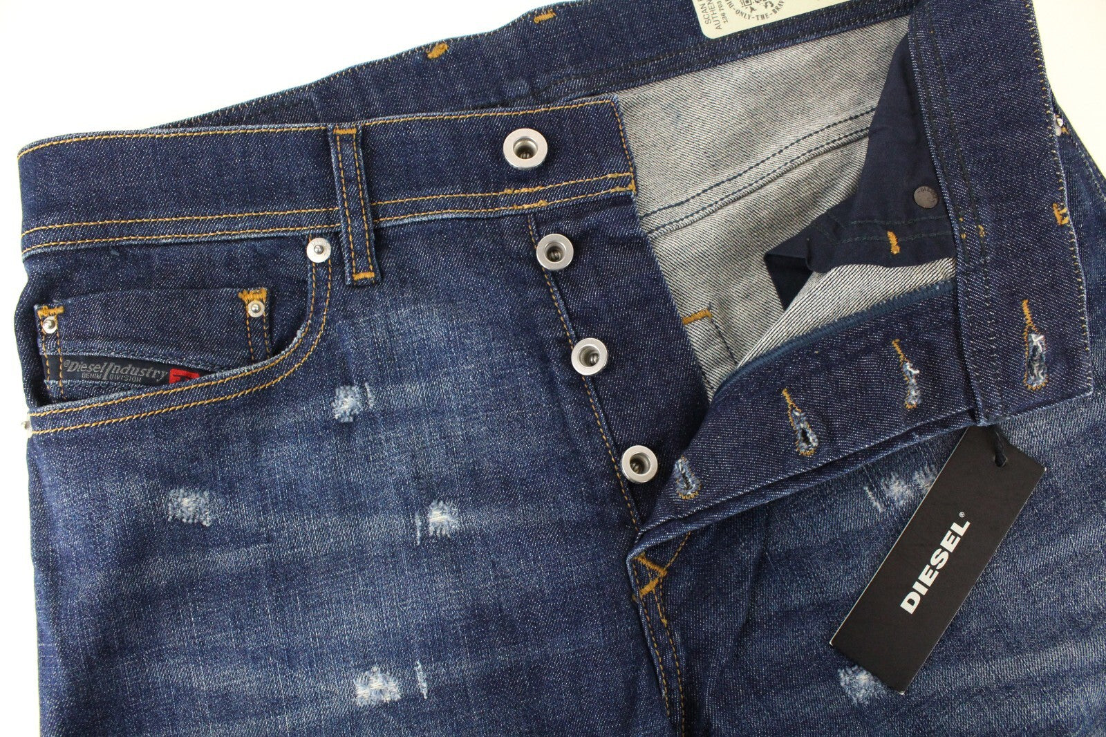 DIESEL Tepphar R7NA8 vyriški džinsai W28/L32 Slim Fit, tamprūs, mėlynos medvilnės* 