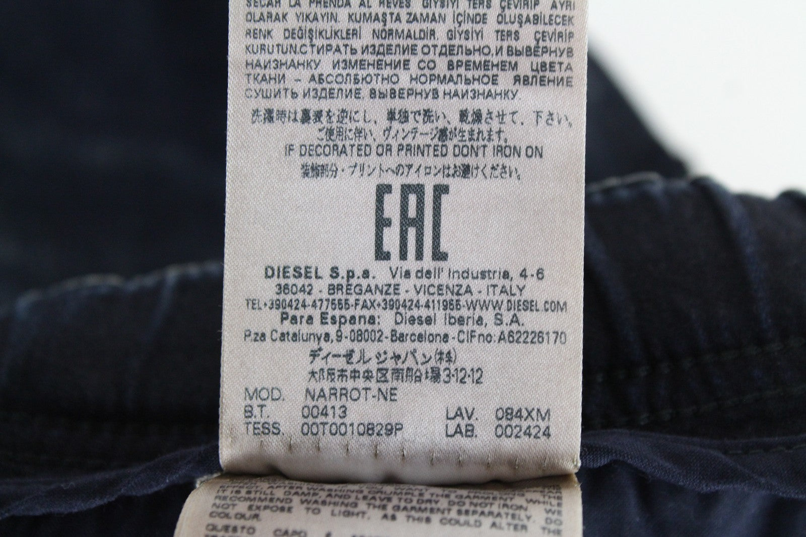 DIESEL Narrot-NE 084XM vyriški džinsai W32 Jogg Sweat Slim Fit tamprūs plėšyti mėlyni 