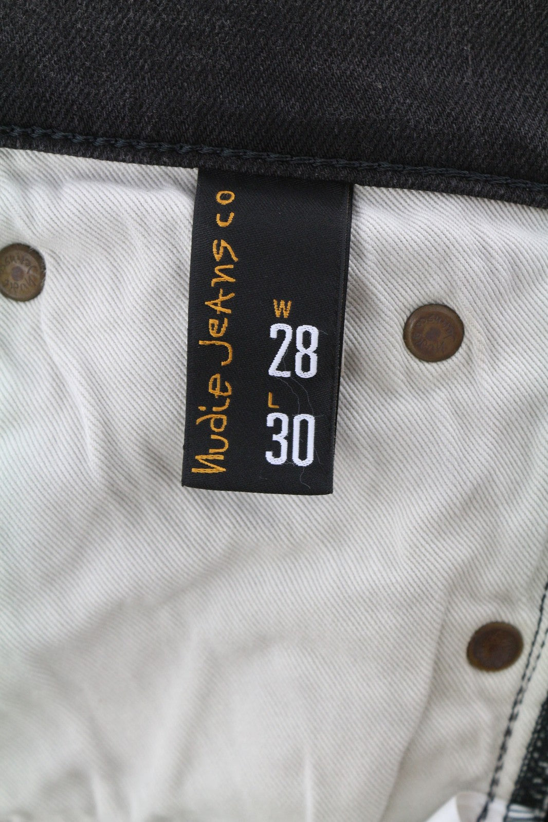 NUDIE Pipe Led Men Jeans W28/L30 Grey Marble Organic Slim Logo Washed Effect