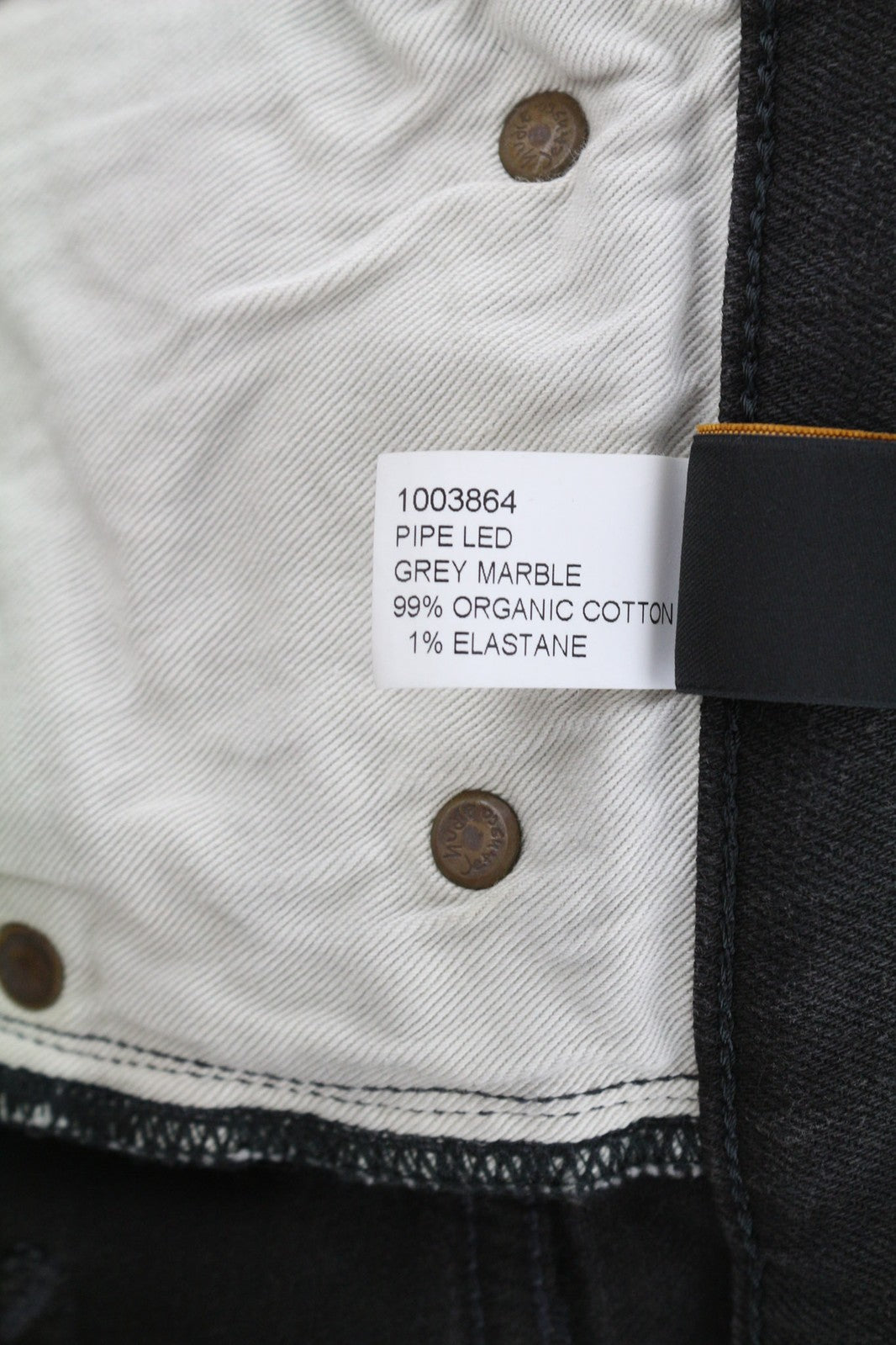 NUDIE Pipe Led Men Jeans W28/L30 Grey Marble Organic Slim Logo Washed Effect