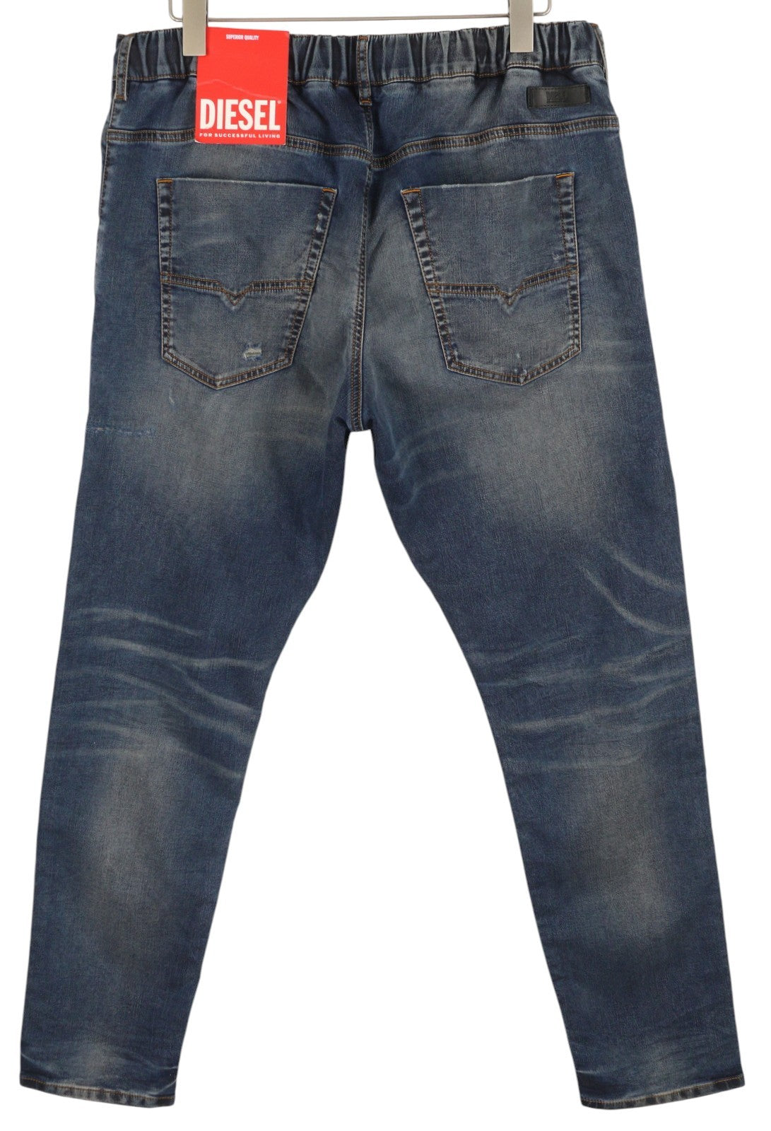 DIESEL Krooley-E-Ne E9H98 vyriški džinsai W34/L32 Jogg Distress skalbtos mėlynos spalvos, rekomenduojama kaina – 295 € 