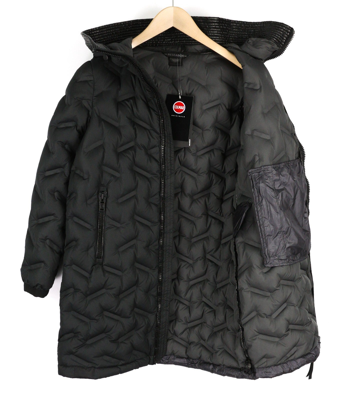 COLMAR 2208 moteriška striukė XXS dydžio, su pūkine, izoliuota, su gobtuvu, užtrauktuku, dygsniuota, vidutinio ilgio 