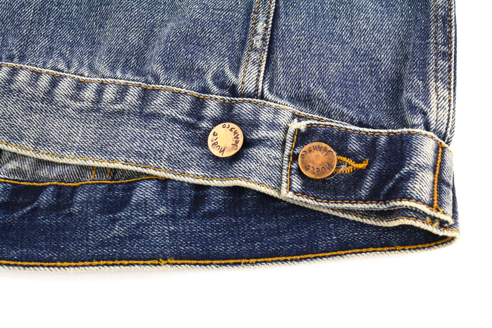 NUDIE Billy vyriška striukė S Shimmering Indigo Washed Denim Button Up Logo 