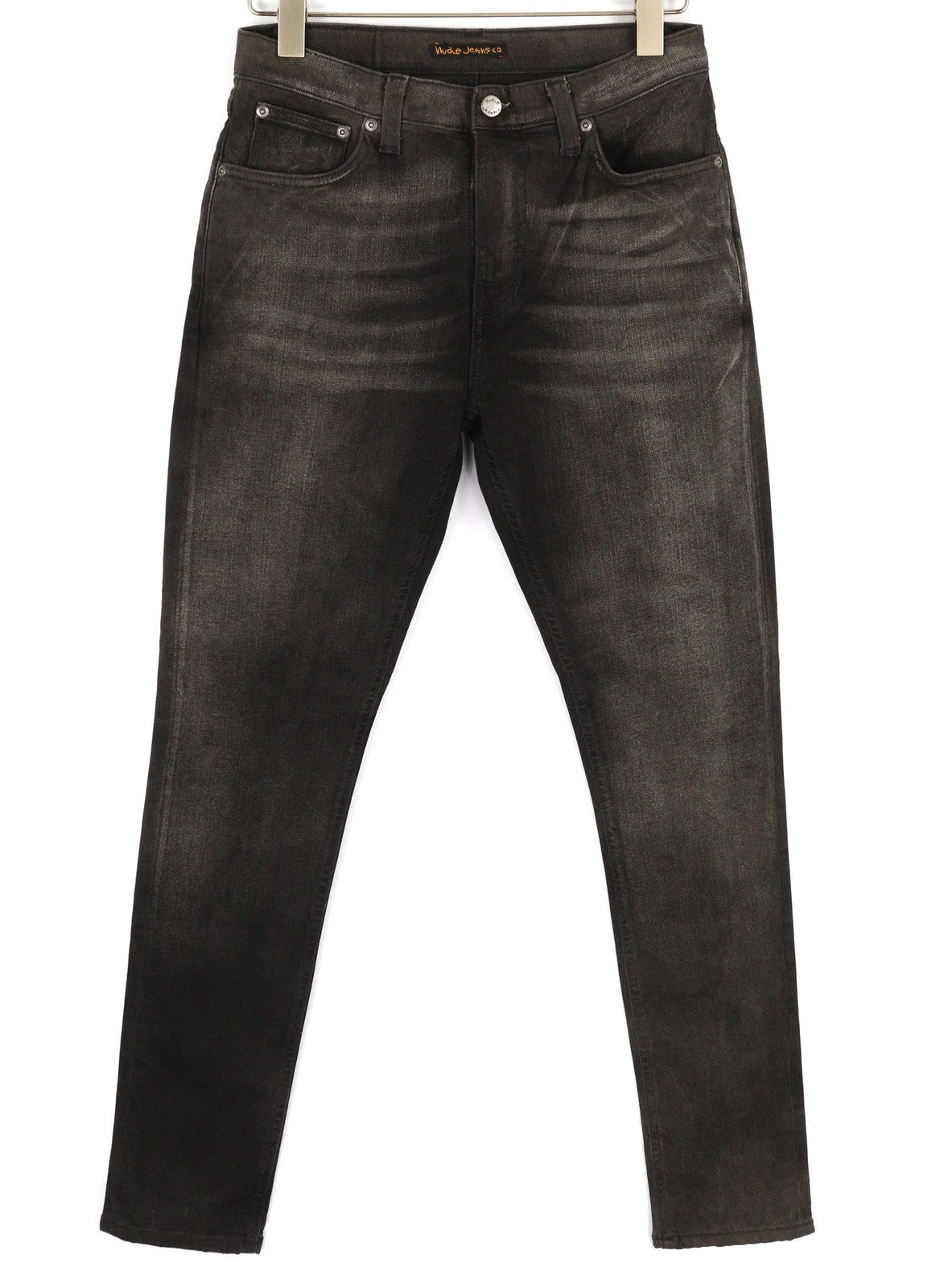 NUDIE Pipe Led Men Jeans W30/L30 Grey Marble Organic Slim Logo Washed Effect