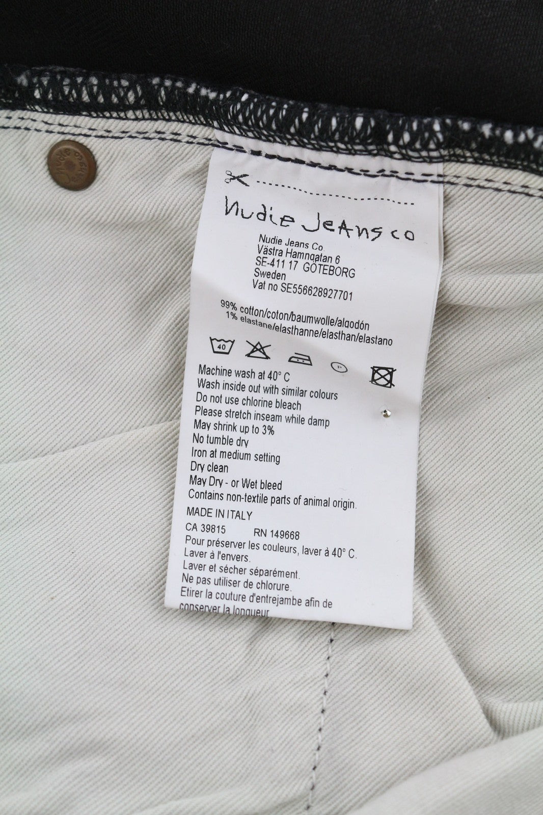 NUDIE Pipe Led Men Jeans W30/L30 Grey Marble Organic Slim Logo Washed Effect