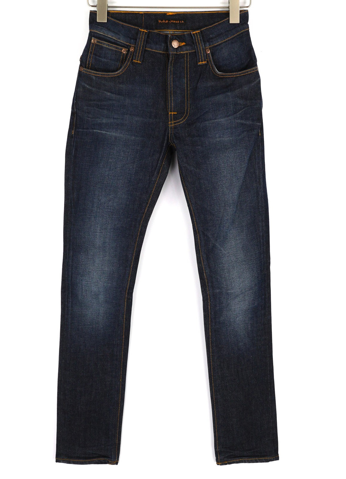 NUDIE Thin Finn Men Jeans W28/L32 Bossa Ozzy Organic Logo Washed Dar Blue Denim