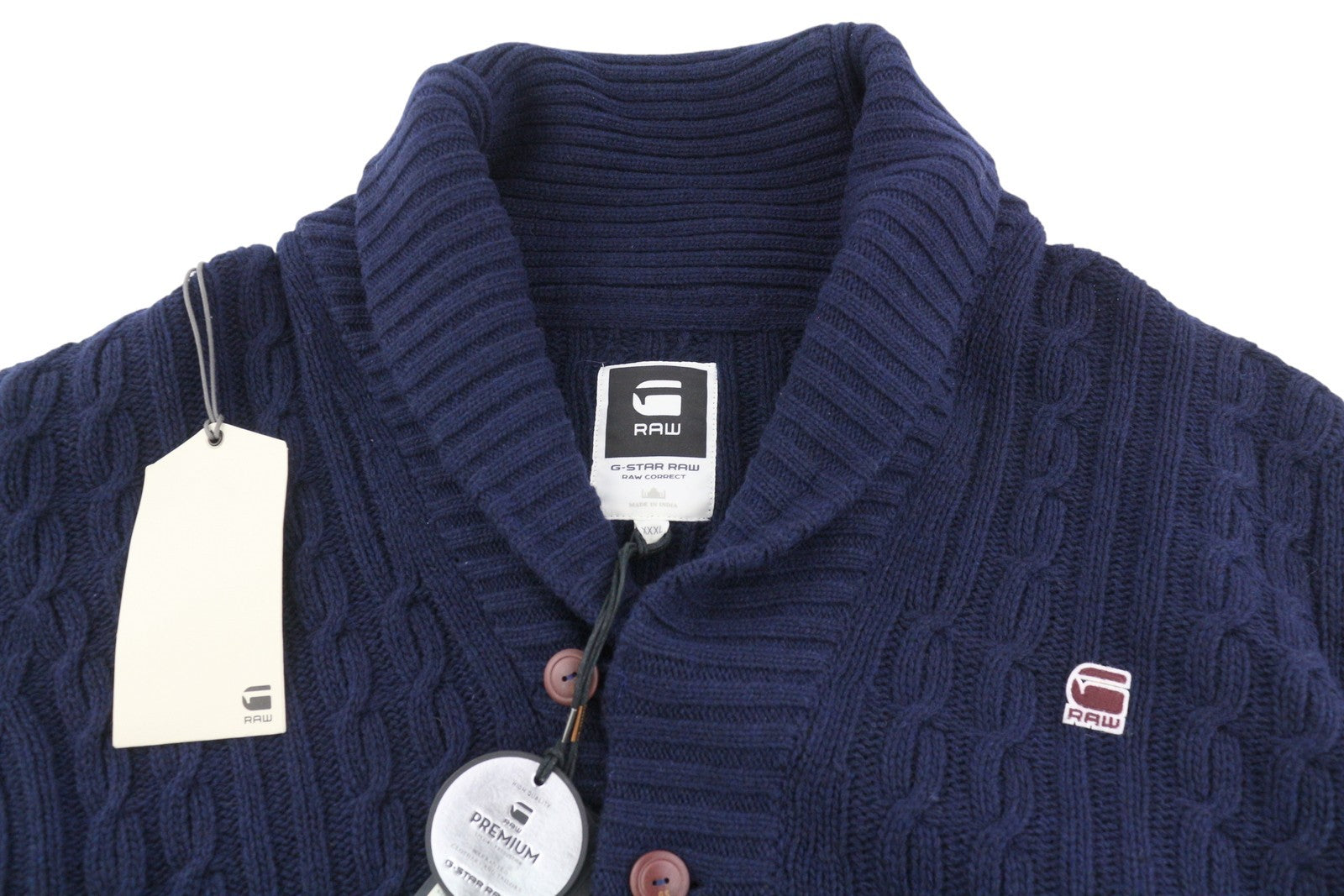 G-STAR RCT New Borre Shawl megztinis, megztas ilgomis rankovėmis, 3XL, vilnos mišinio megztinis su sagomis 