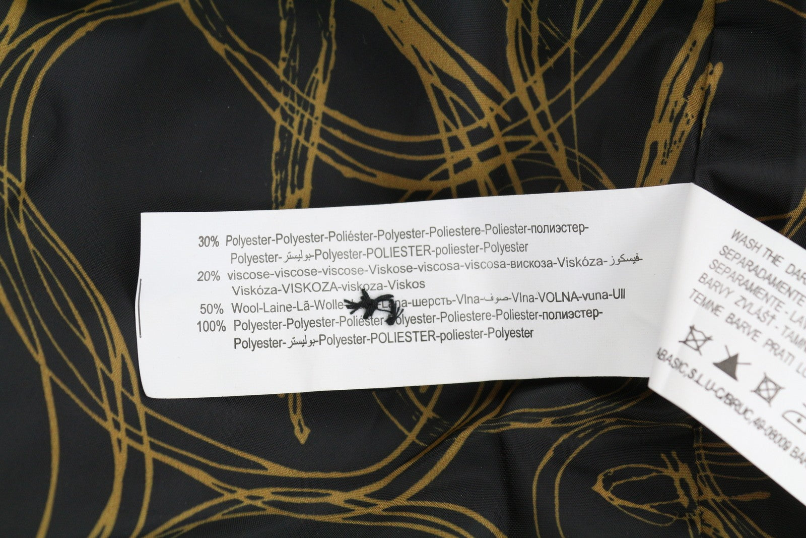 DESIGUAL moteriškas paltas ~XS juodas raštuotas vilnos mišinio paltas su nuimamu dirbtiniu kailiu, vidutinio ilgio 