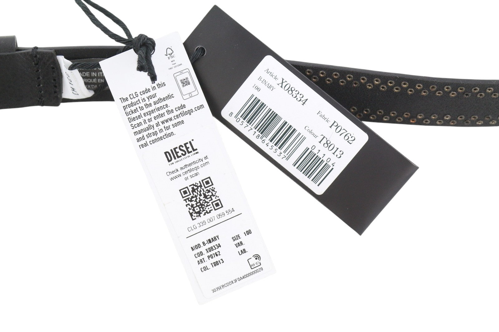 DIESEL B-Inary vyriškas diržas, 100 cm, juodas, odinis, sidabro atspalvio, sagtis su detalėmis, RRP200