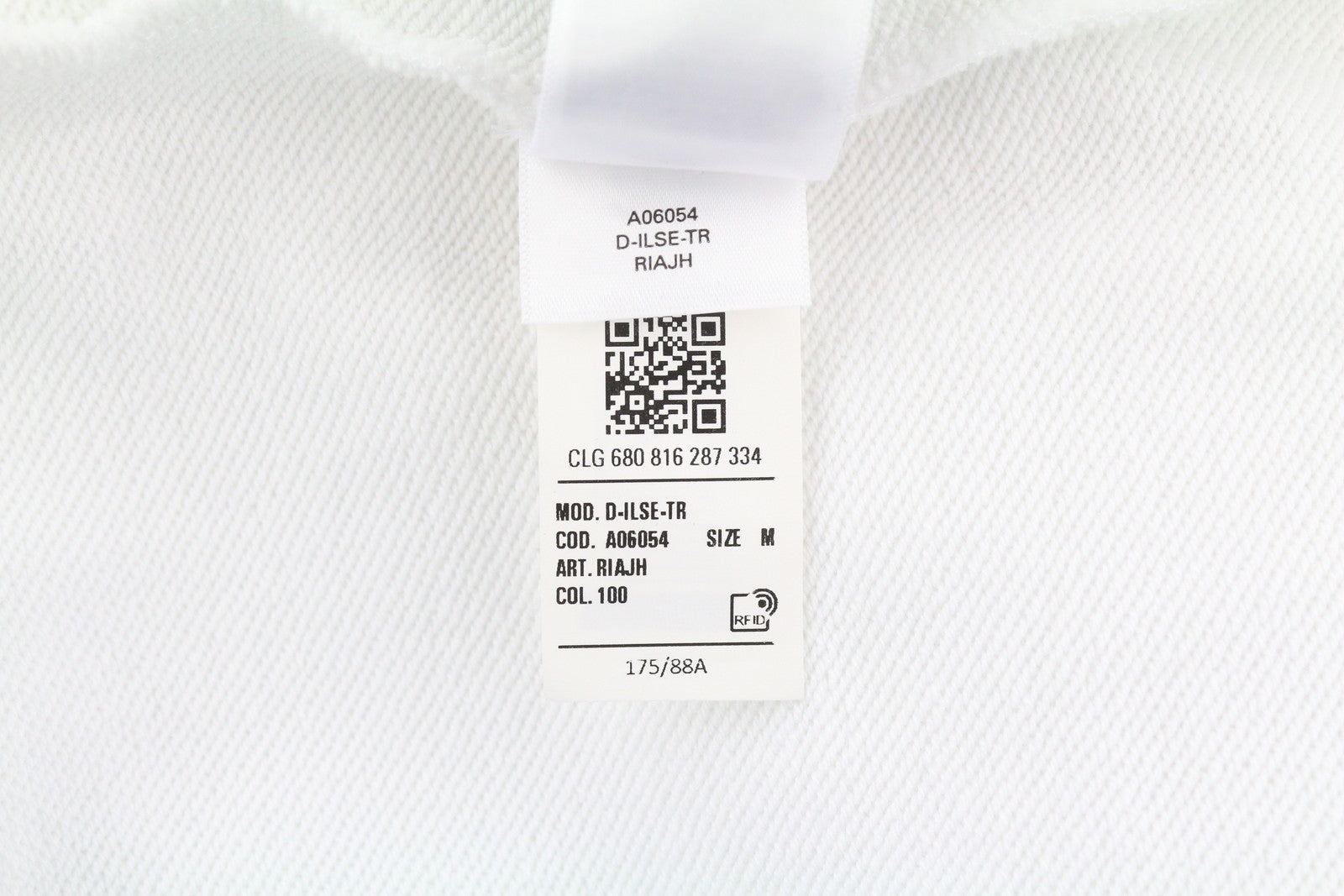 DIESEL D-Ilse-Tr moteriška suknelė M balta džemperis su gobtuvu ilgomis rankovėmis ir kengūros kišene. 