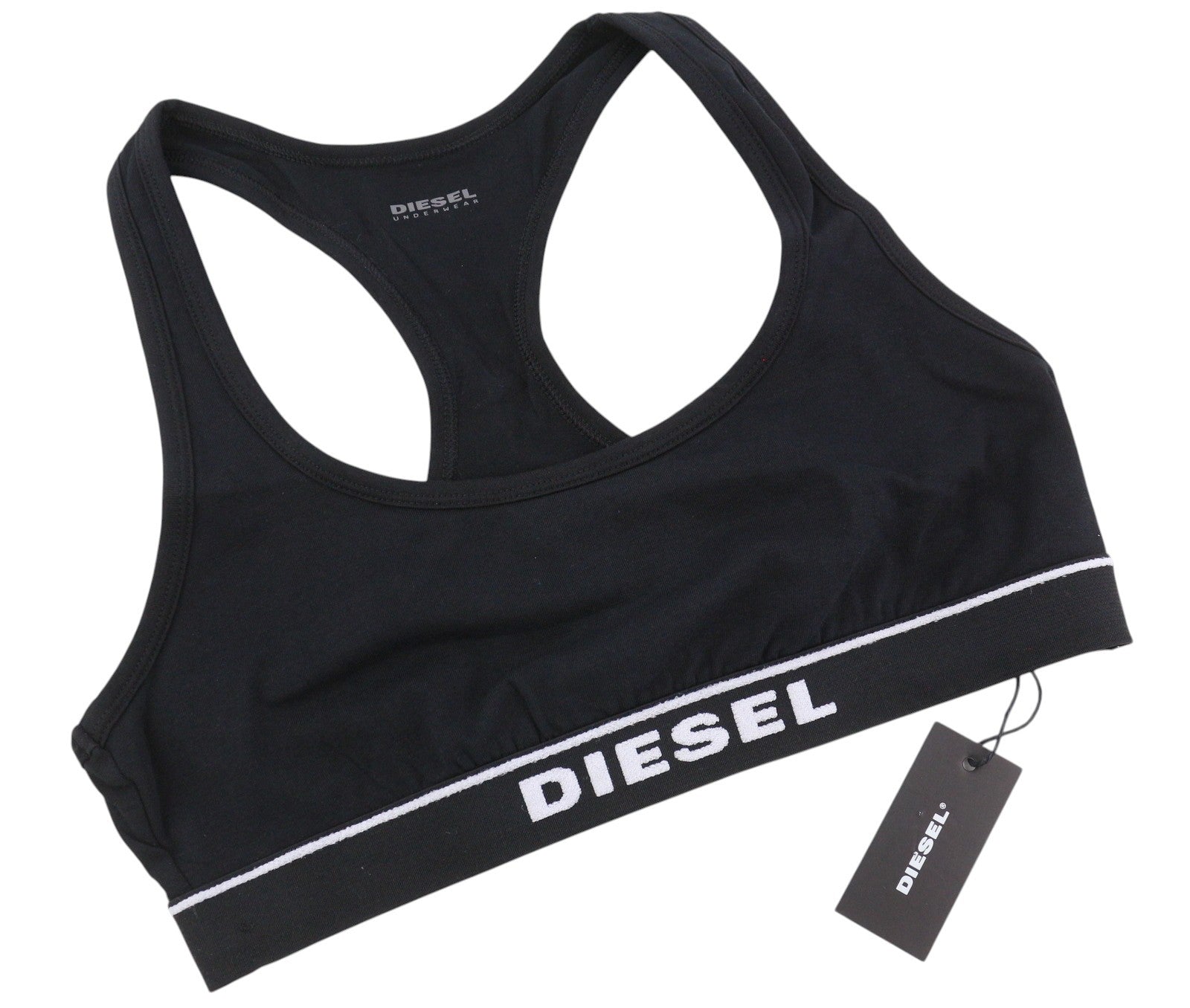 DIESEL Ufsb-Miley Top Women Sports Bra S Black Stretch Comfort Sleeveless Logo