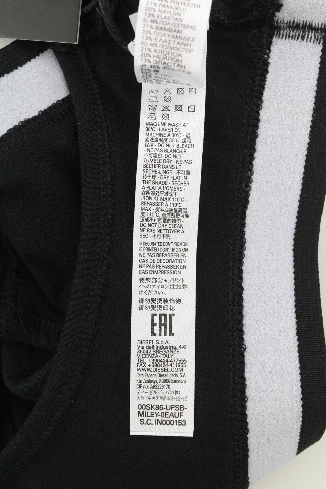 DIESEL Ufsb-Miley Top Women Sports Bra S Black Stretch Comfort Sleeveless Logo