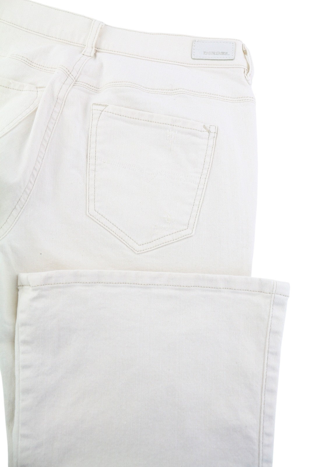 DIESEL Sandyb-Patch 0672Y Women Jeans W28/L34 Regular Slim Bootcut Stretch White