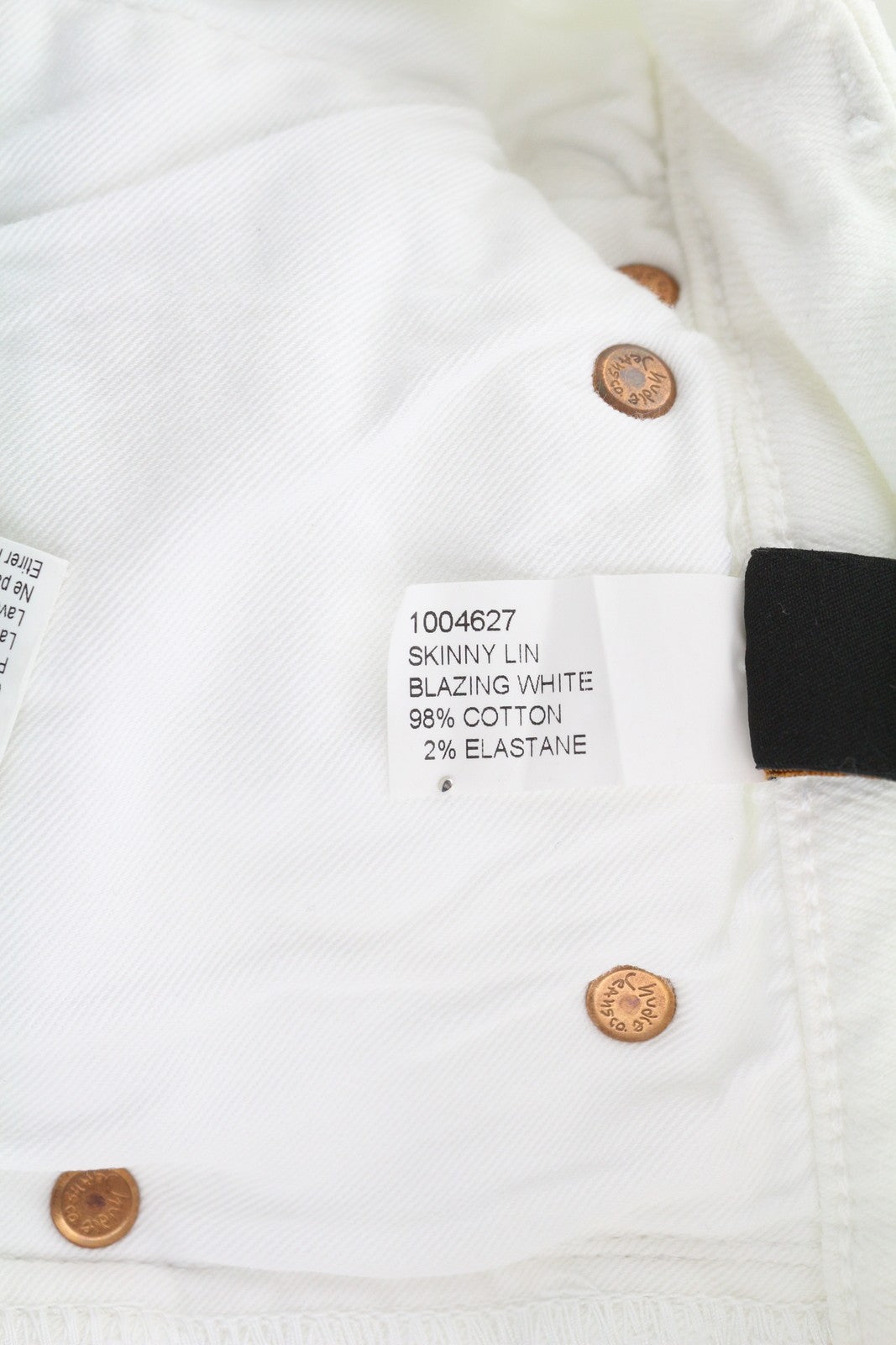 NUDIE JEANS Skinny Lin Men Jeans W30/L32 Denim Blazing White Zip Fly 5-Pockets