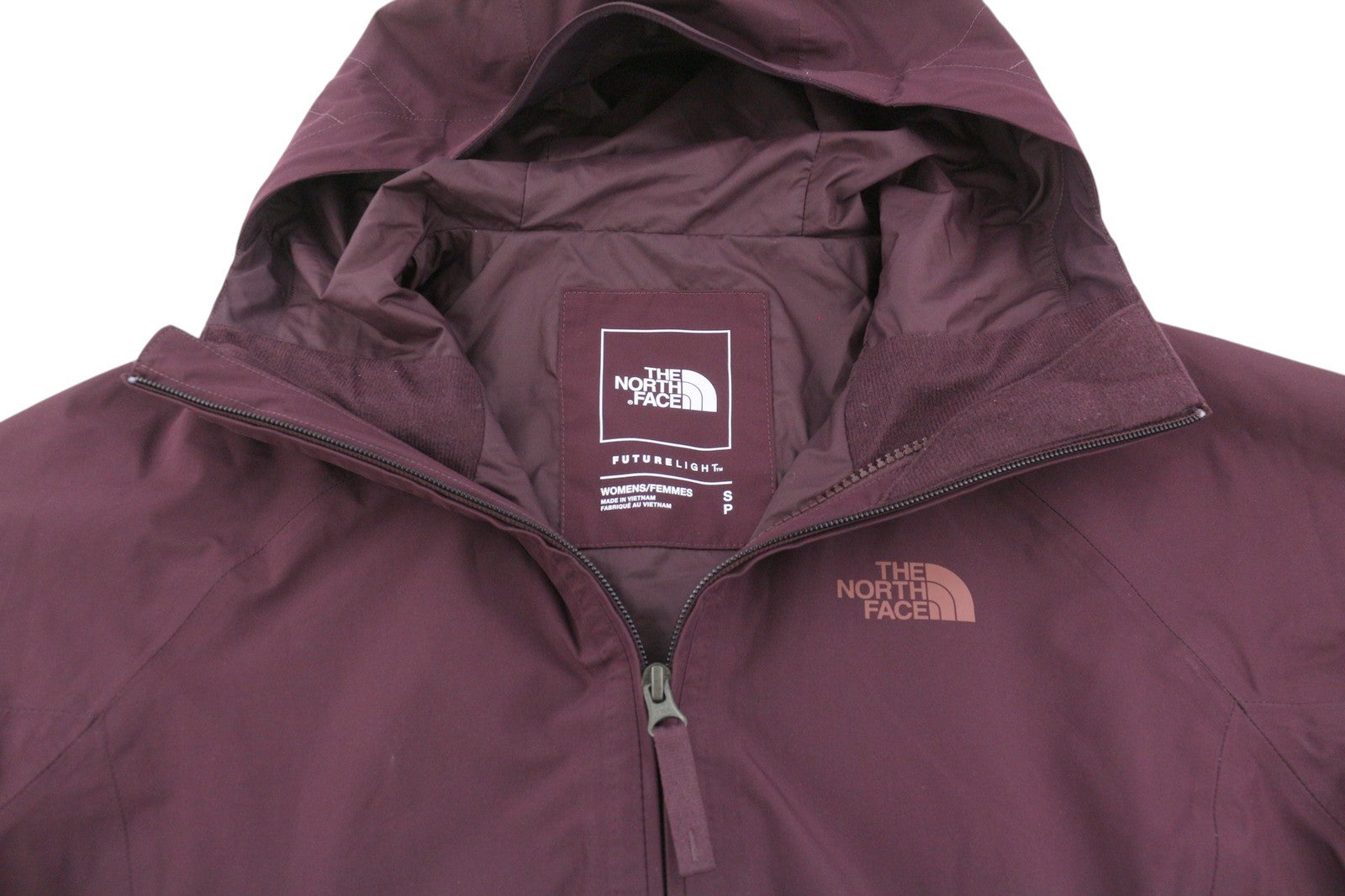 THE NORTH FACE moteriška striukė S Burgundijos spalvos su gobtuvu, raišteliu ir plonu juosmeniu FutureLight 