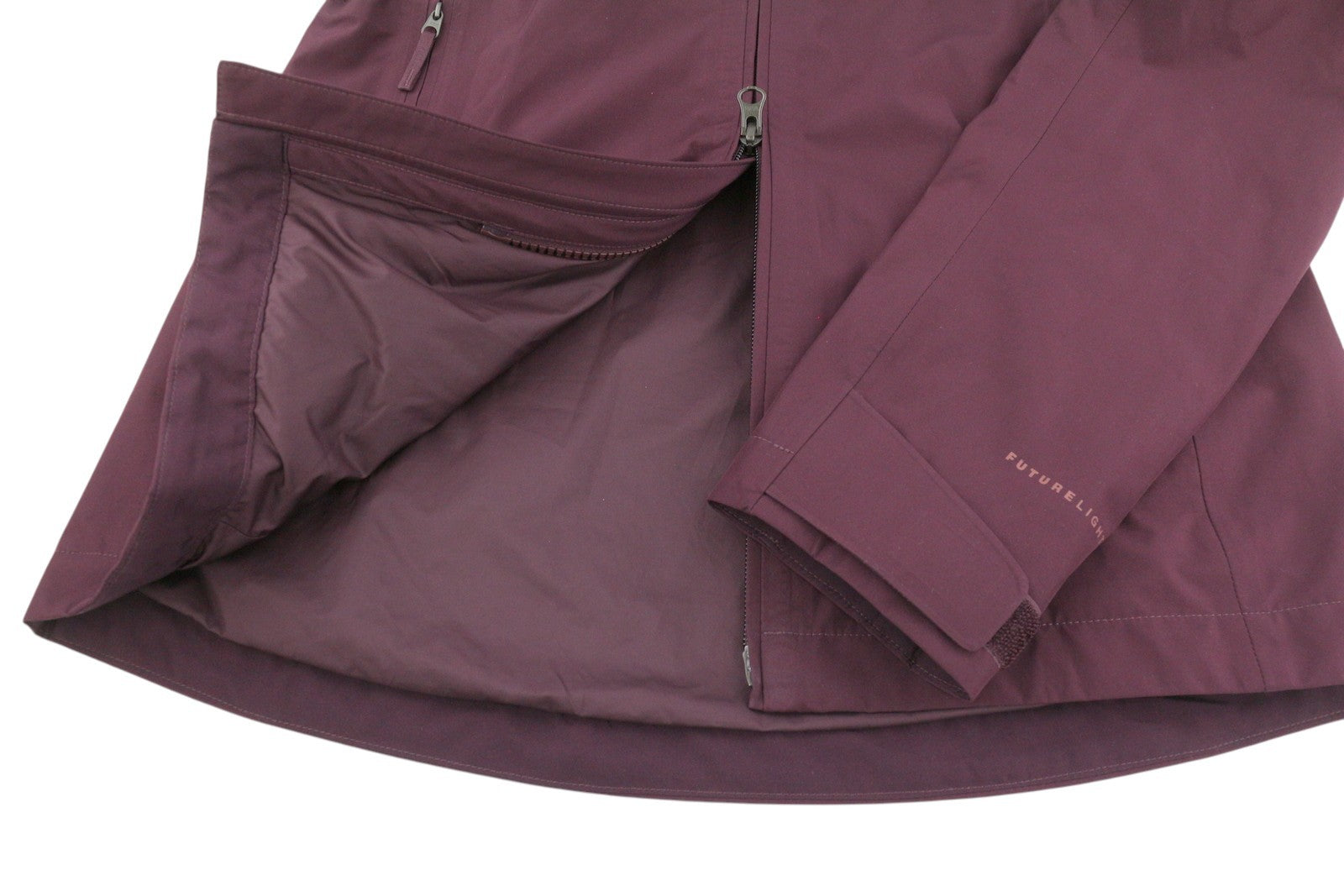 THE NORTH FACE moteriška striukė S Burgundijos spalvos su gobtuvu, raišteliu ir plonu juosmeniu FutureLight 