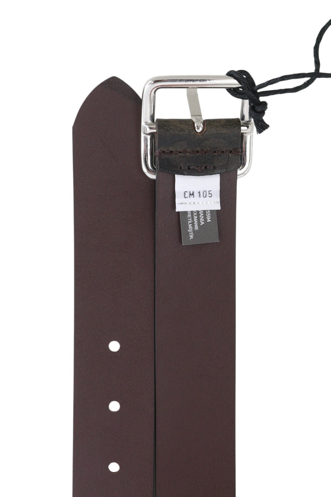 DIESEL B-Billover vyriškas diržas 105 cm rudos odos raštuota sidabro atspalvio sagtimi tamsi 