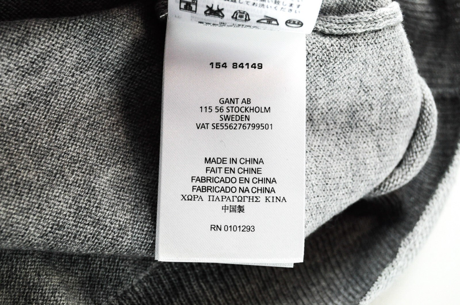 GANT vyriškas pilkas džemperis ilgomis rankovėmis, L dydžio, su vilnoniu medvilniniu teniso kamuoliuku ir apvalia apykakle 