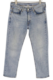 LEVI'S 514 Men Jeans W33/L30 Denim Blue Washed Straight Fit Zipper Pockets Logo