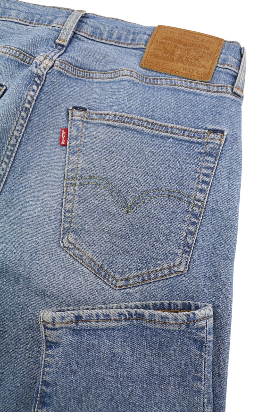 LEVI'S 512 Men Jeans W32/L34 Premium Big E Slim Tapered Fit Washed Blue Logo