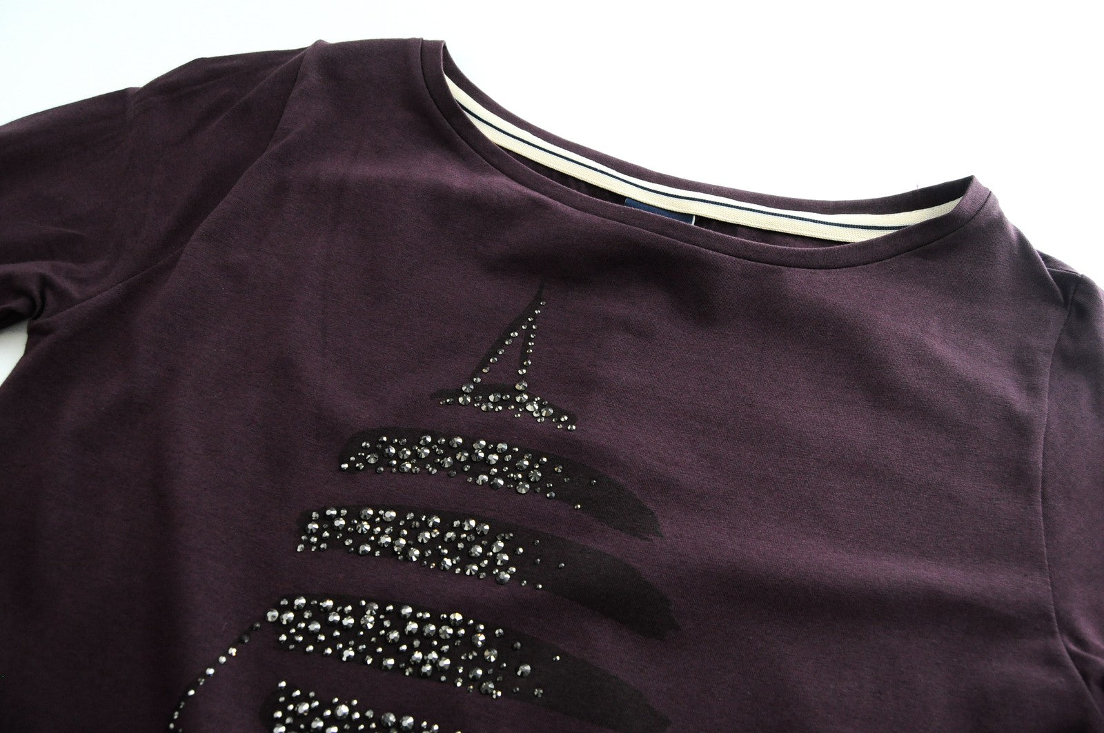 MARINA YACHTING Women's Long Sleeve T-Shirt S Purple Cotton Stretch Logo Top