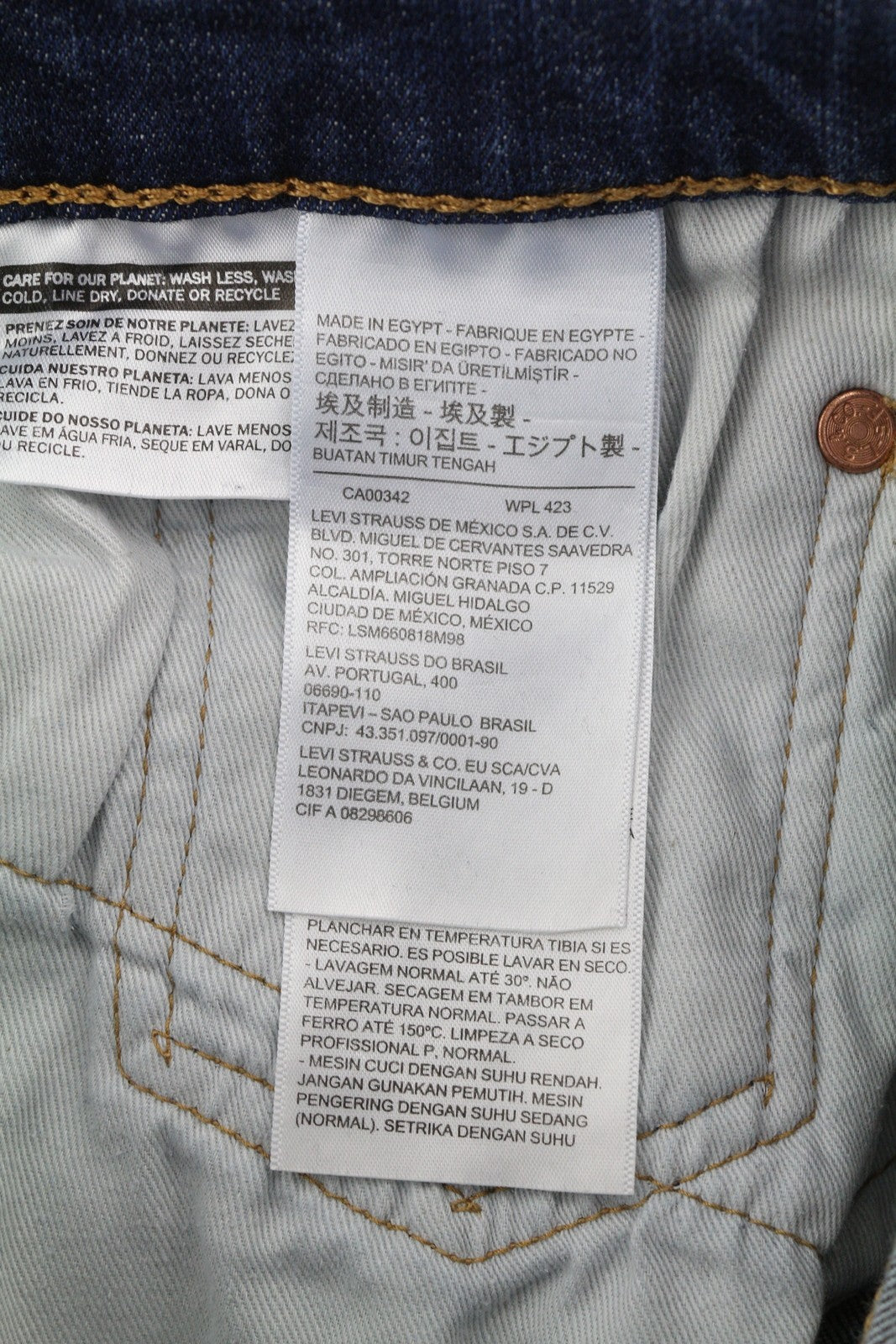 LEVI'S 511 Men Jeans W32/L32 Premium Big E Slim Fit Washed Denim Blue Zipper