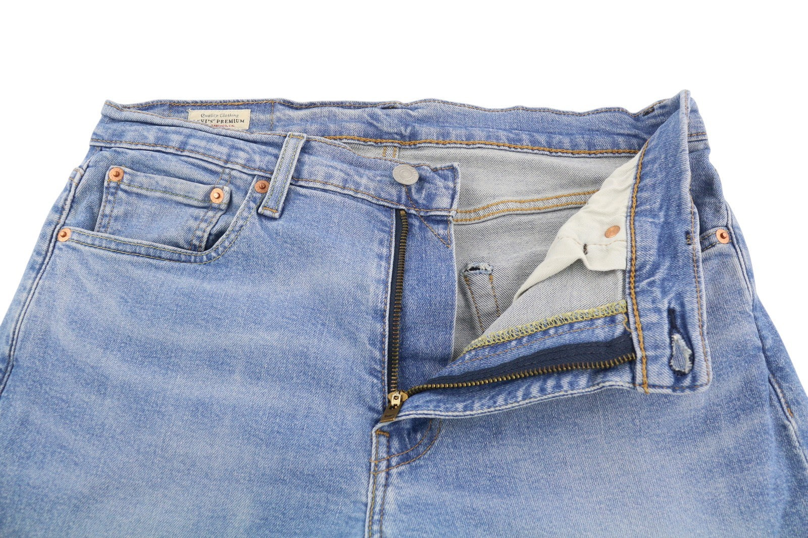 LEVI'S 512 Men Jeans W32/L34 Premium Big E Slim Tapered Fit Washed Blue Zip