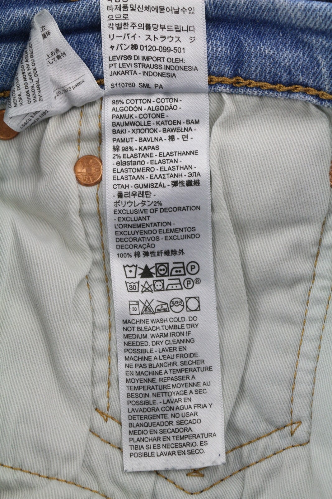 LEVI'S 512 Men Jeans W32/L34 Premium Big E Slim Tapered Fit Washed Blue Zip