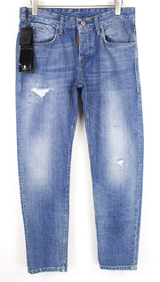 TAKESHY KUROSAWA Men's Jeans W34 Cotton Slim Fit Painted Distressed